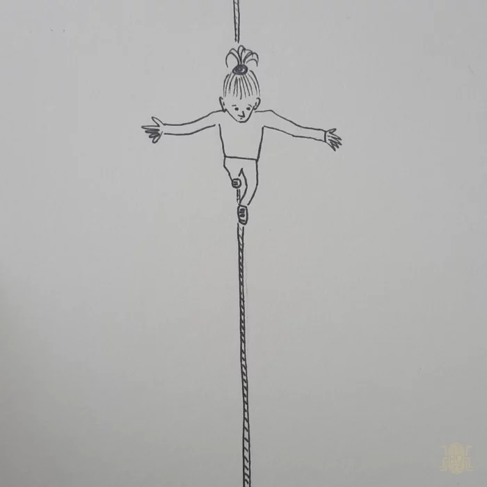 Illustration d'une funambule