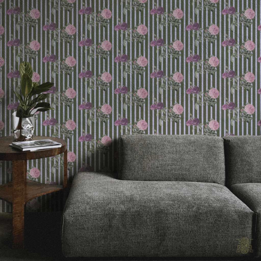 Papier peint personnalisé fleuri, mise en situation